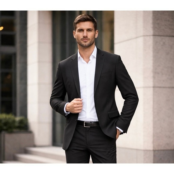 Splash Other - Splash Slim Fit Black Blazer Jacket Mens 40 Suit Coat Formal Travel